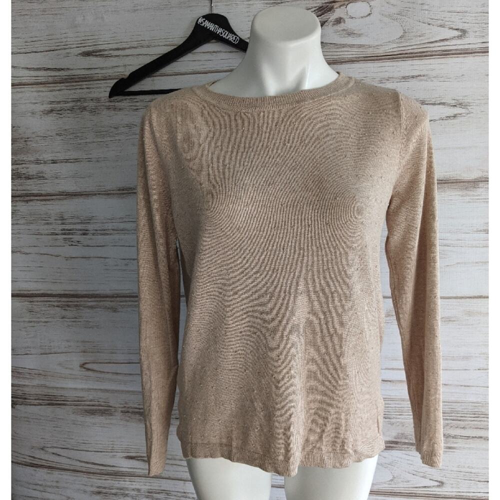 TeeBerry and Pin Tuck Texture Crew Neck Oatmeal Sweater sz small